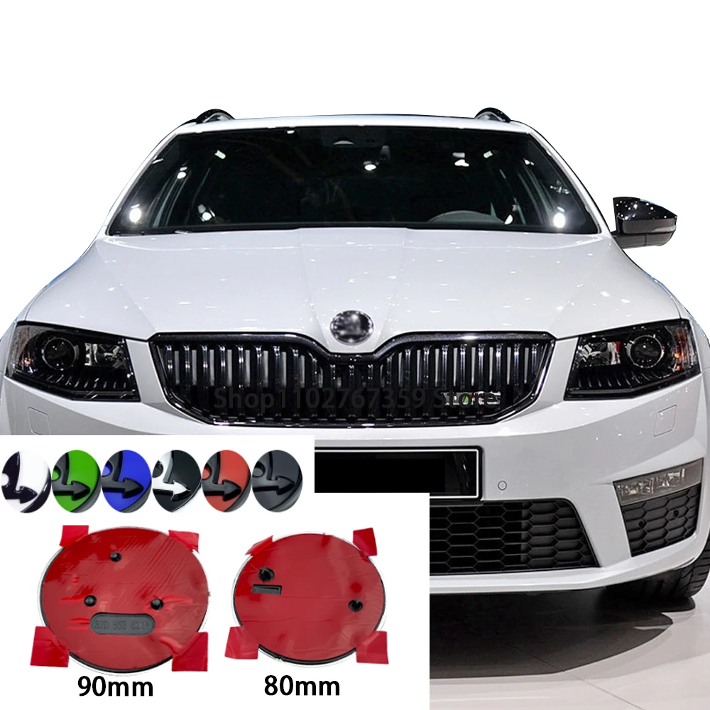 80mm 90mm ABS Emblem For Skoda Fabia 1 2 Octavia a7 RS Superb Rapid Yeti Karoq Vision Car Head Front Rear Boot Tailgate Sticker