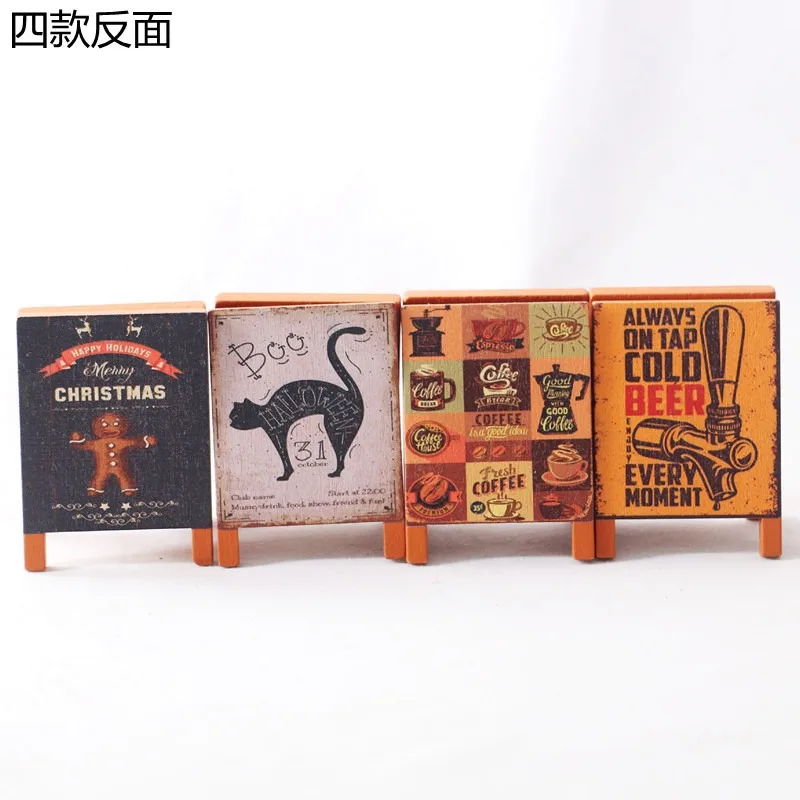 علامة خشبية لبيت الدمى، لوحة سبورة صغيرة لعيد الميلاد والهالوين، زينة مصغرة