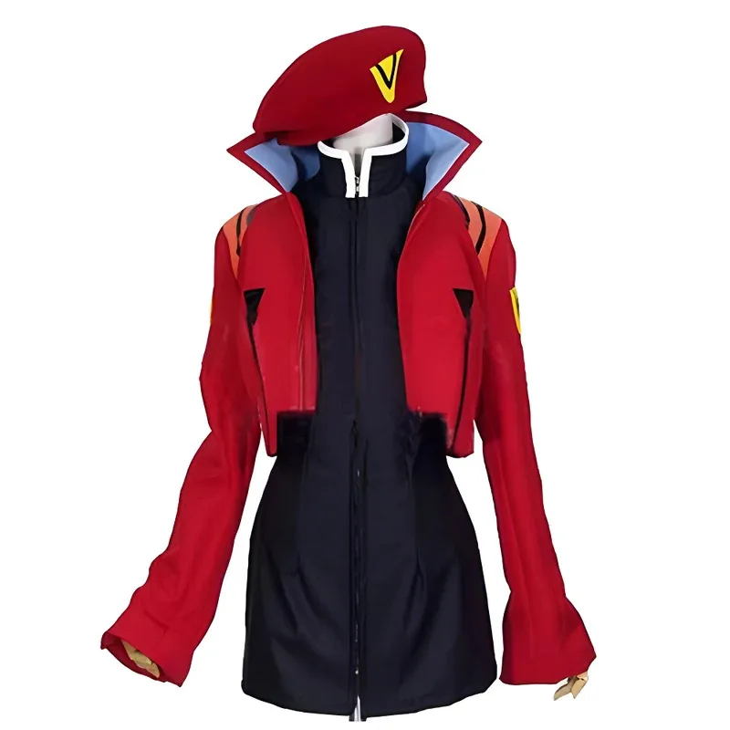 

Anime Katsuragi Misato Cosplay Costume Coat Dress and hat Halloween Set Customized