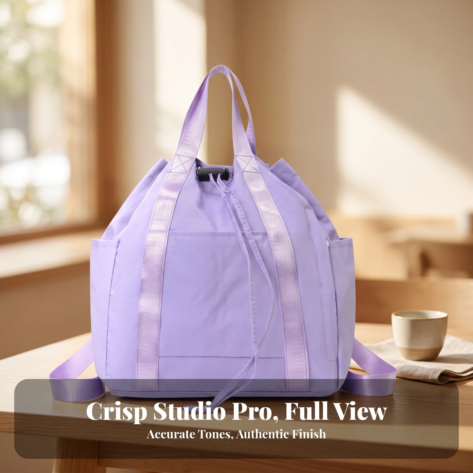 Drawstring Backpack Lightweight Drawstring Backpack with Side Pocket Cinch Bag with Handles Multi-Purpose Long-Lasting