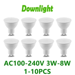 1-10 stücke LED spot licht GU10 AC120v 220v 3000k/4000k/6000k 3w-8w ersatz 100W halogen lampe für küche studio bad