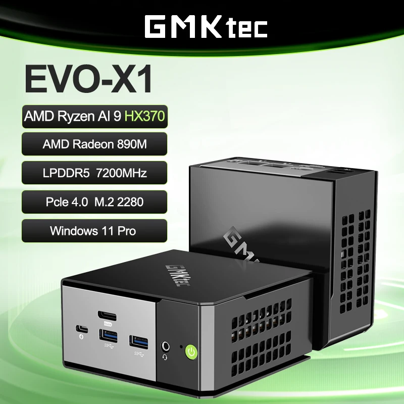 GMKtec EVO-X1 Gaming Mini Pc Ryzen™ Al 9 HX 370 Radeon 890M Ample Storage Oculink Port CPU+CPU+NPU TDP 65W Windows 11PRO DDR5