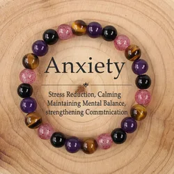 Calming Anti Anxiety Bracelet For women Relief Stress Healing Crystal Spiritual Energy Natural Stone Jewelry Tigers eye amethyst