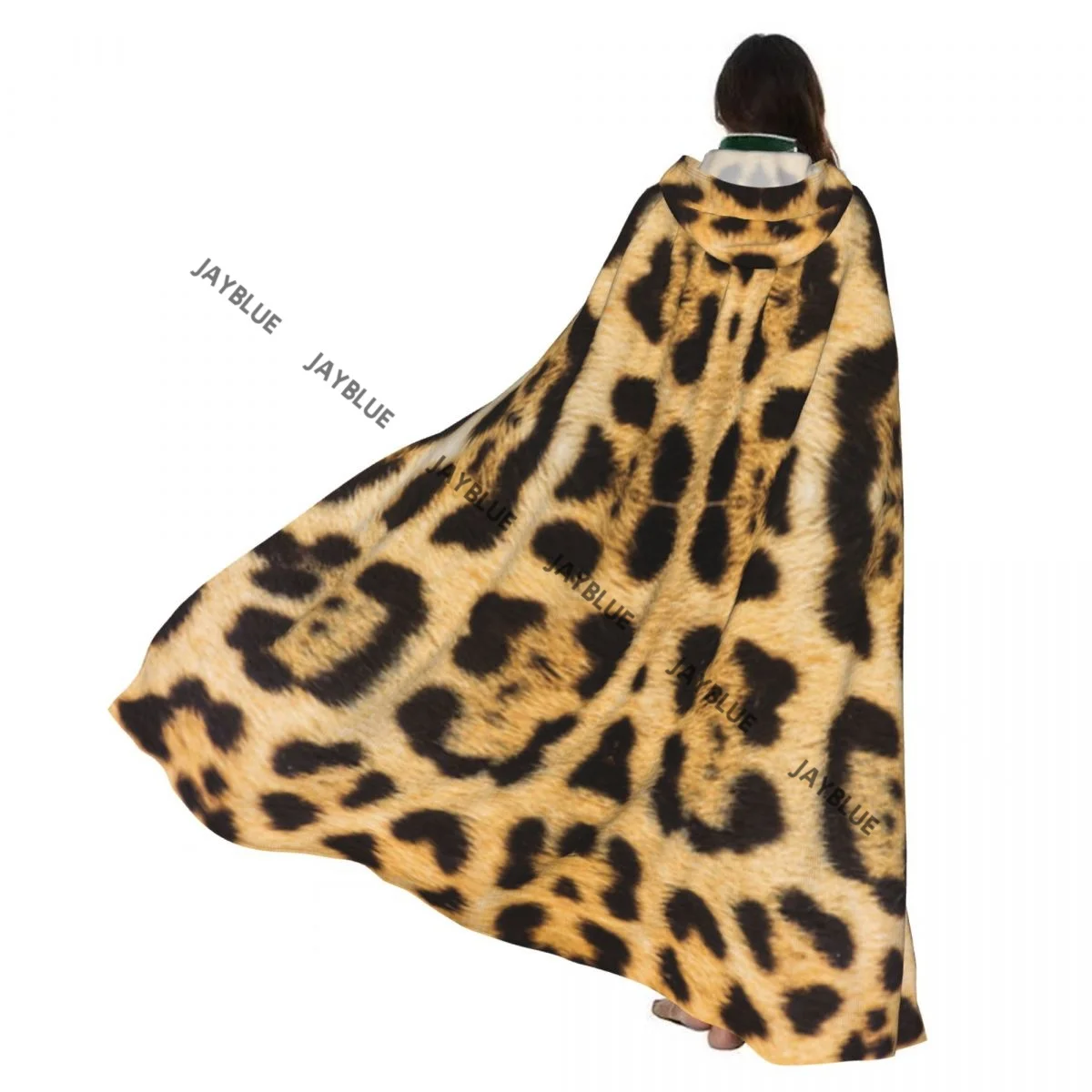 

Плащ с капюшоном и текстурой леопардовой кожи, полиэстер, унисекс, накидка ведьмы, аксессуар для костюма