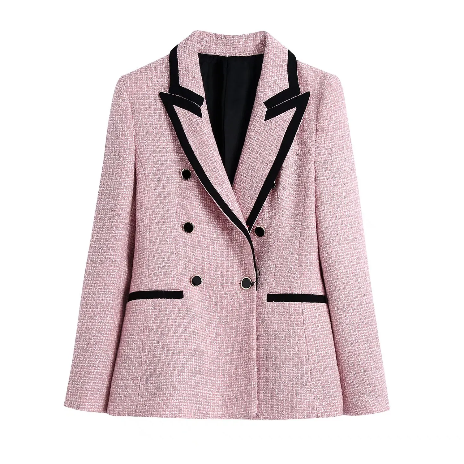 2024 autumn new women\'s clothing style fashionable and versatile slim fit light pink texture suit jacket