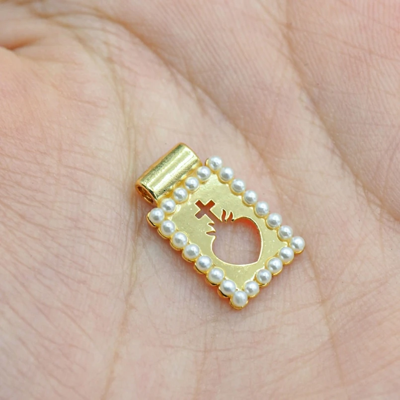 

2Pcs Gold Color Charms Pendant Rectangle Crisscross Cross Copper For Her Jesus Christian Jewelry Special Gift