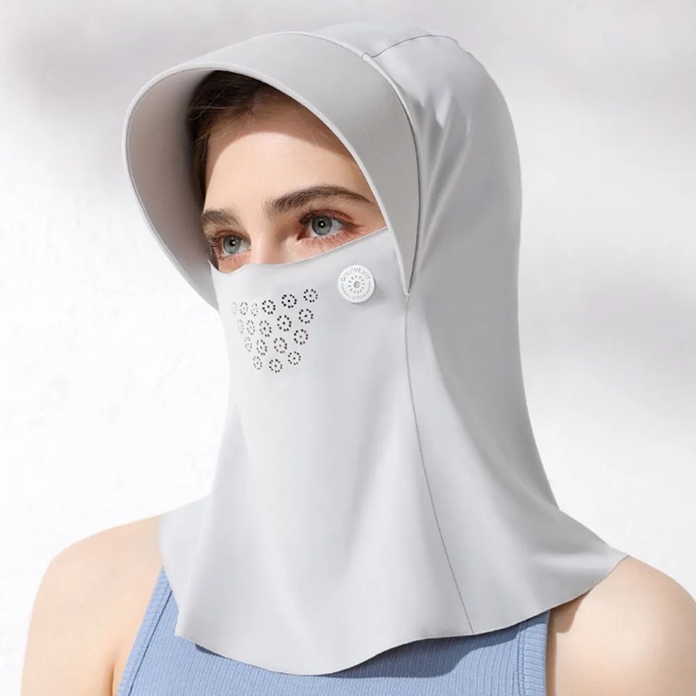 

Adjustable Full Face Visor Hat with Hair Hole Sunscreen Sun Protection Mask Face Protection Solid Color Ice Silk Mask Unisex