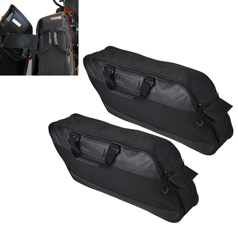 

Motorcycle Black Saddle Bag Luggage Rack Liner Saddlebag For 1993-2023 Harley Touring Road King Electra Street Glide Ultra Tour