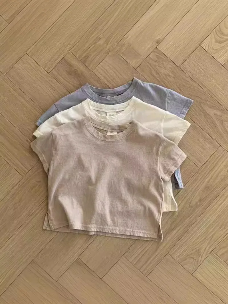 

2024 Summer New Baby Short Sleeve T Shirts Cotton Infant Boy Girl Solid Versatile Tees Toddler Loose Casual Tops Baby Clothes