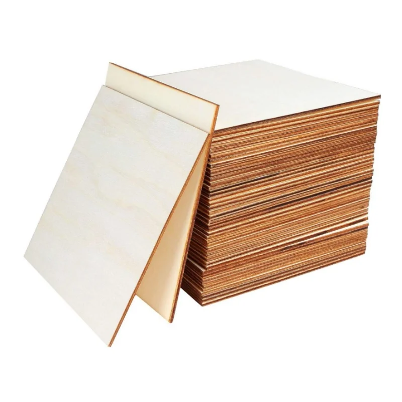 50 pçs/lote 8/10/12cm quadrados de madeira lisa natural inacabado tiglio compensado folhas de madeira em branco quadrados para artesanato pintura