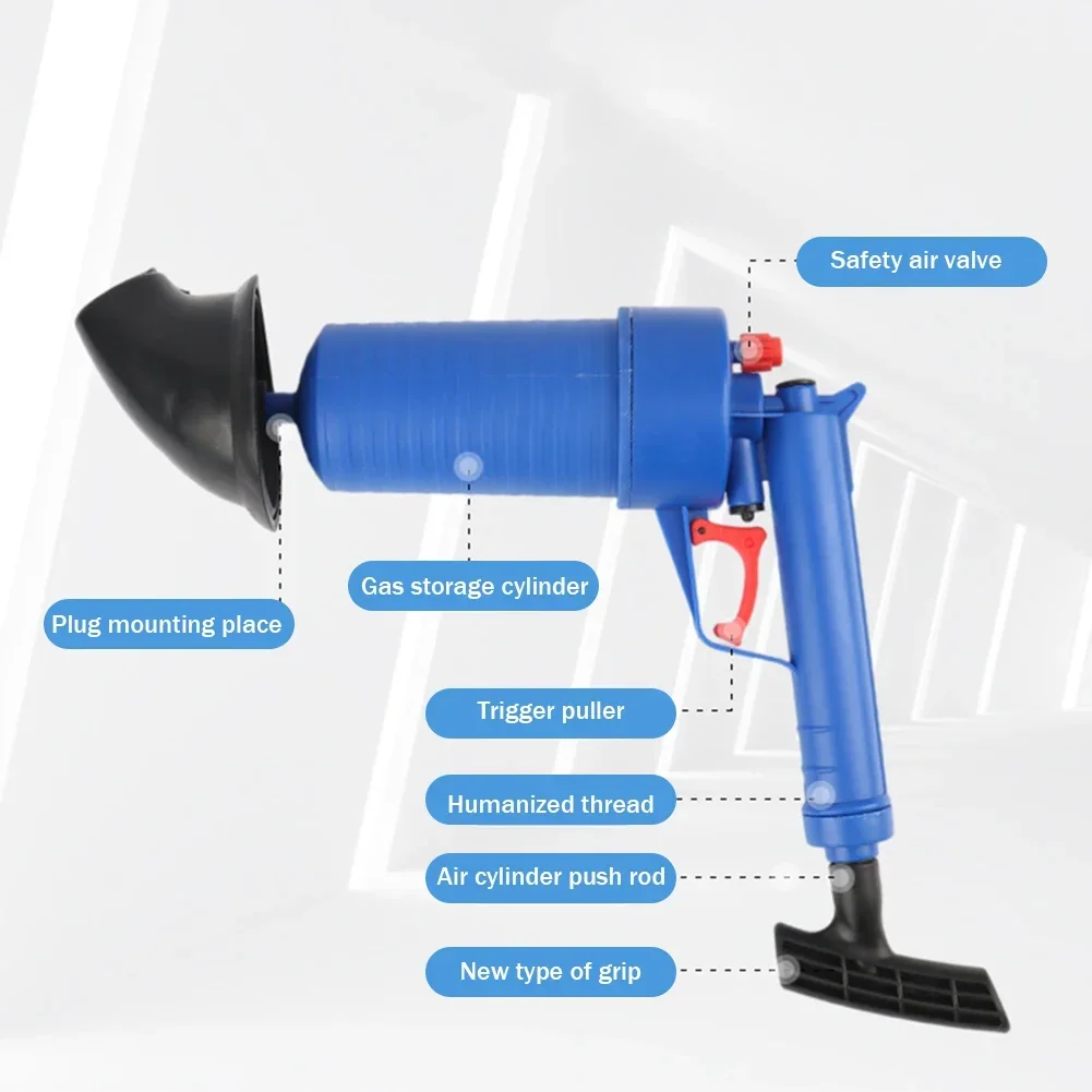 Air Power Drain Blaster Gun High-pressure Manual Sink Plunger Opener Bathroom Toilets Closestool Pipe Dredging Clean Pump Tools