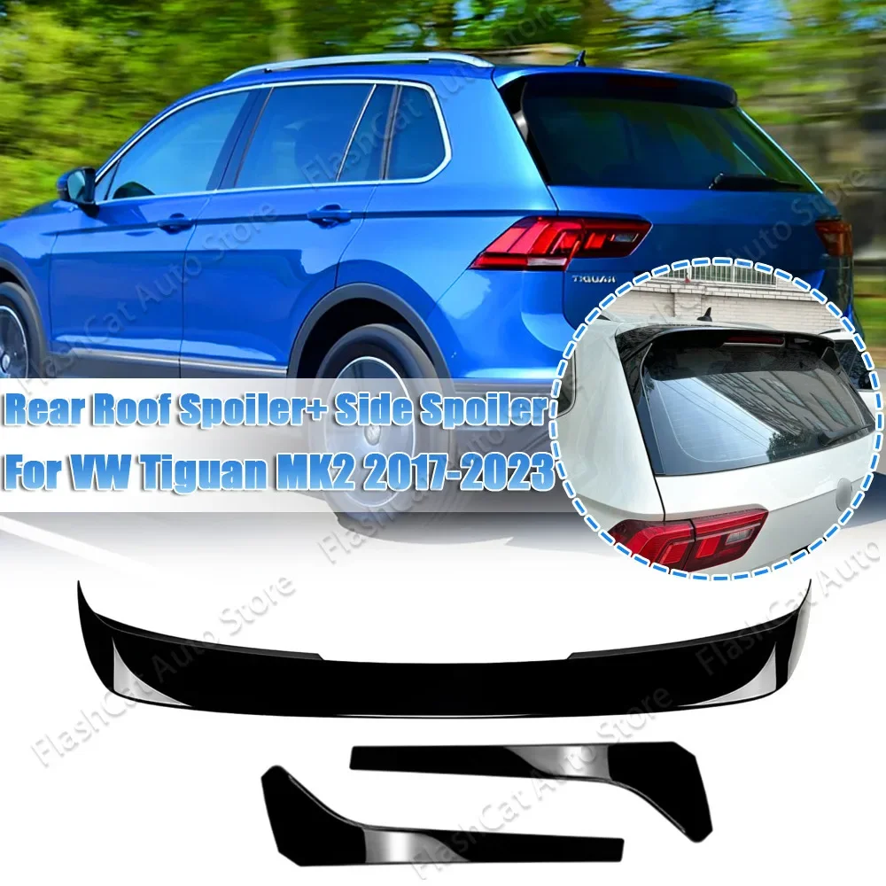 FOR VOLKSWAGEN VW TIGUAN MK2 STANDAR STYLE INTO R line 2017-2023 REAR BOOT SIDE SPOILER WING TRUNK BODY KIT TUNING BLACK CARBON