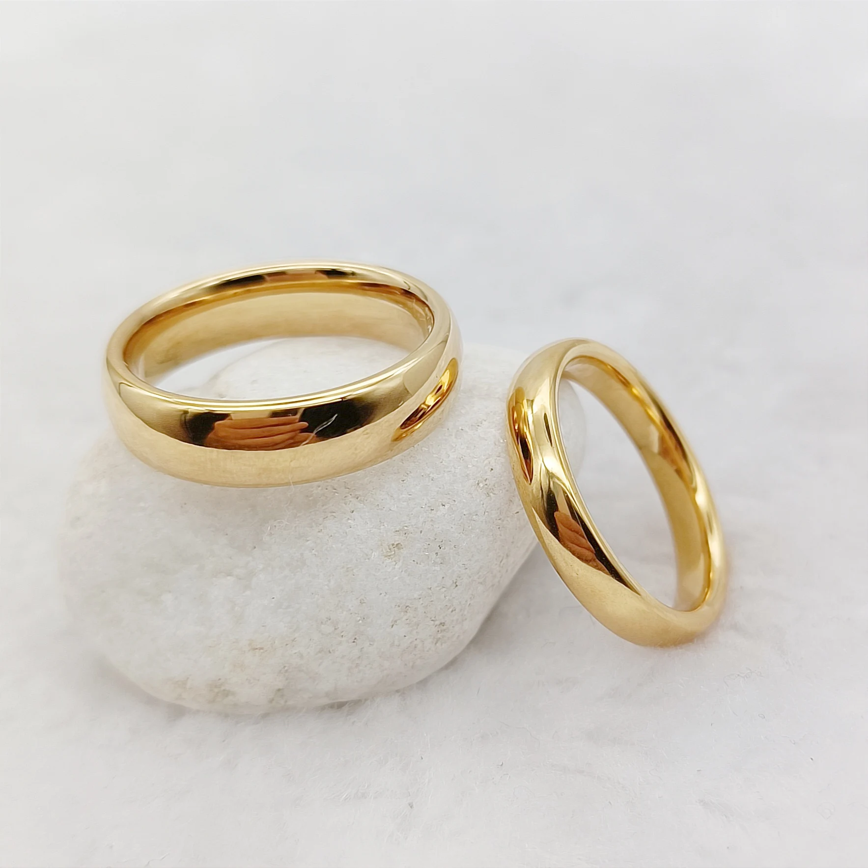 Simple 6mm 4mm Wedding Rings Lover\'s High Quality Handmade Fashion Jewelry Golden Couples Marriage Tungsten Finger Ring