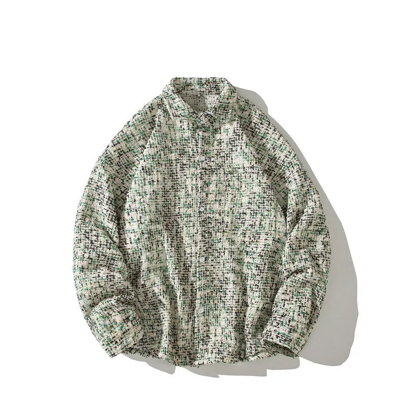 

Мужская рубашка-куртка на весну-осень в клетку в стиле преппи, повседневная свободная рубашка с длинным рукавом, дизайнерская верхняя одежда в уличном стиле