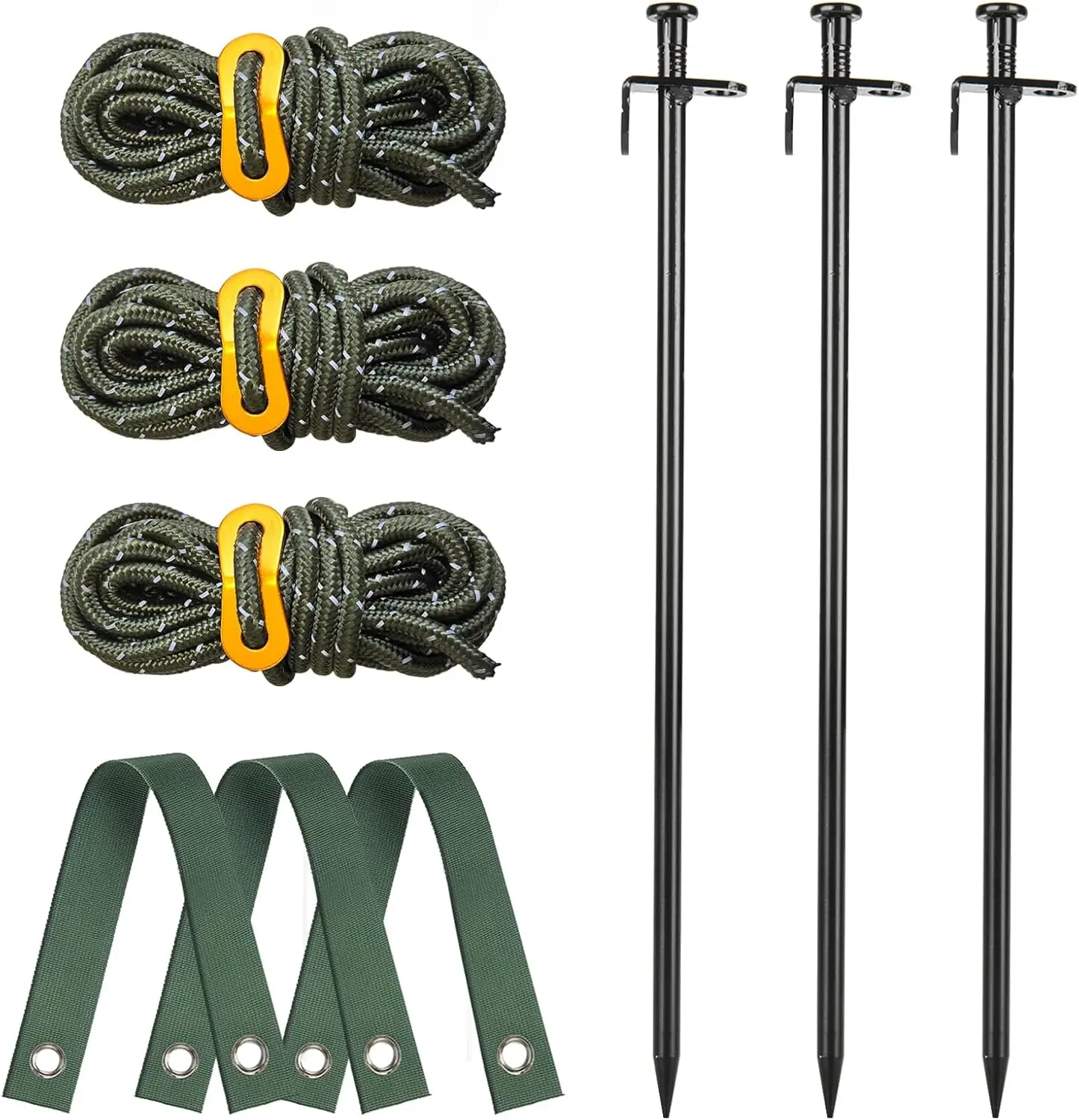 

Опоры и подпорки для деревьев, набор для укрепления деревьев Fetanten с ремнями и веревкой для использования на улице, 3 шт., 15,8 дюймов, сверхпрочные стальные.