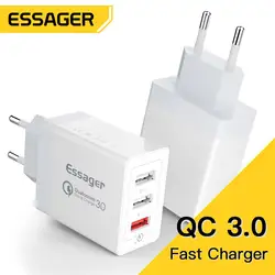 Essager 30W USB Charger Quick Charge 3.0 For iPhone 14 Samsung Xiaomi 3 Port Multi Plug Wall Mobile Phone Fast Charging