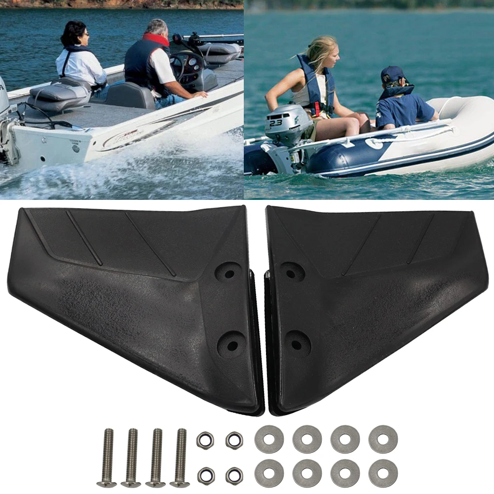 Dual Fin Outboards ABS Plastic Wings Black Marine Hydrofoil Stabilizer Boat Parts Engine Components for 4-50 HP Yacht Wave Board