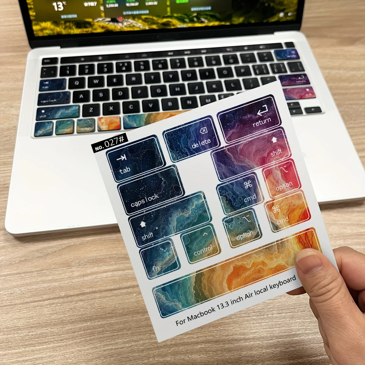 Oil Painting Pattern Keyboard Sticker, Removable Scratch Resistant Decal for MacBook Air M1 2020 13.3 Inch