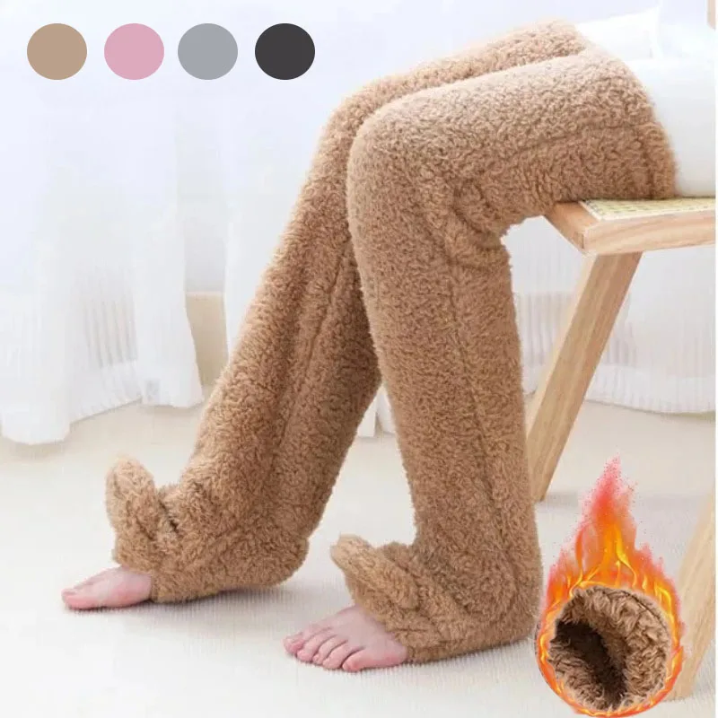 1-8Pairs Double Layer Fleece Lined Knee High Socks Super Thick Warm Thermal Over Knee Stockings for Women Sleep Indoor Wear Gift
