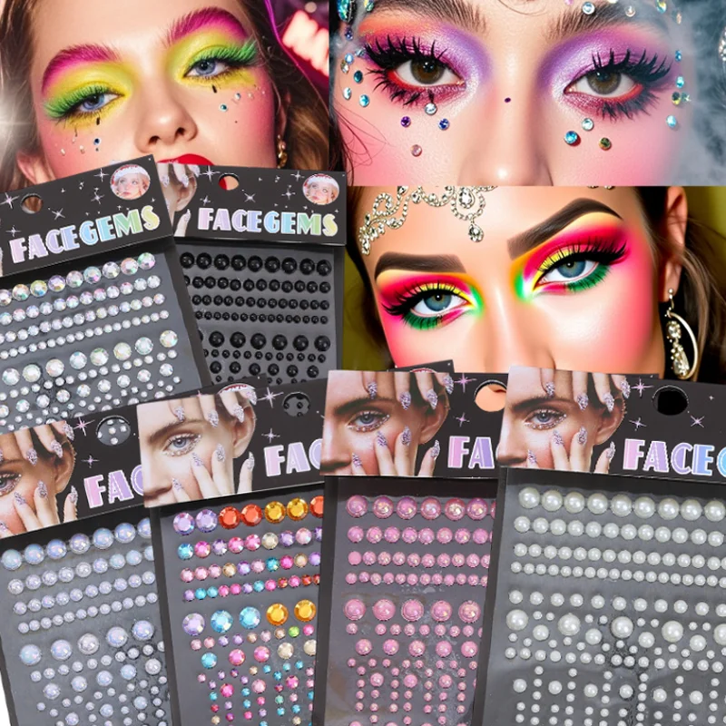 

Acrylic Eye Gem Sticker DIY Adhesive Colored Diamonds Eyebrow Facial Decals Festival Party Face Forehead Decors Cosmetic Tools