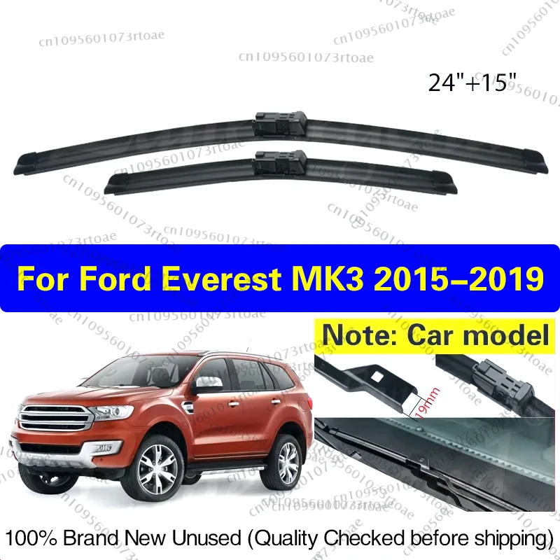 

For Ford Everest MK3 2015-2019 2018 Car Wiper Front Wiper Blades Soft Rubber Windscreen Auto Windshield 24"+15" Car Accessories