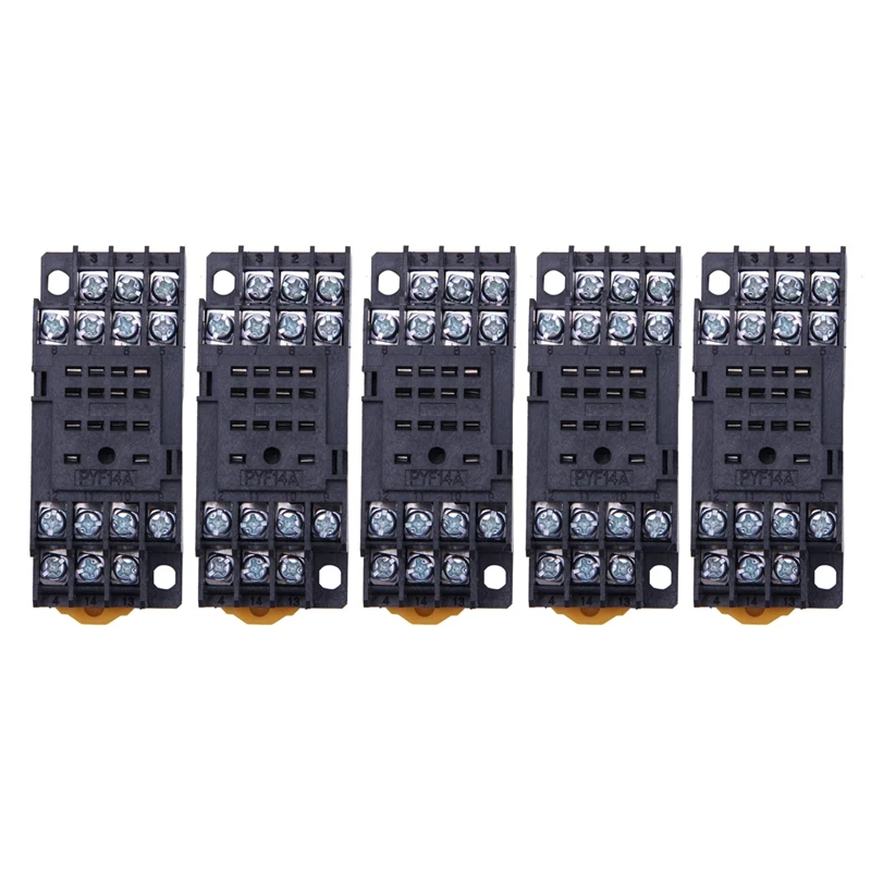 

5X PYF14A DIN Rail Power Relay Socket Base 14 Pin For MY4NJ HH54P MY4