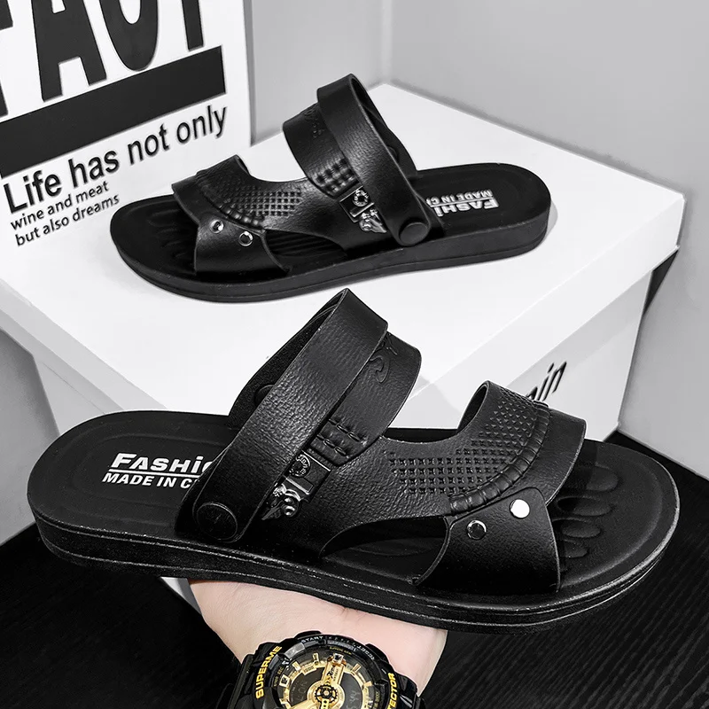 

Classic Black Office Slippers Male Summer Cheap Sandals Man Non-Slip Flat Beach Sandals For Men Fishing Shoes sandalias hombre