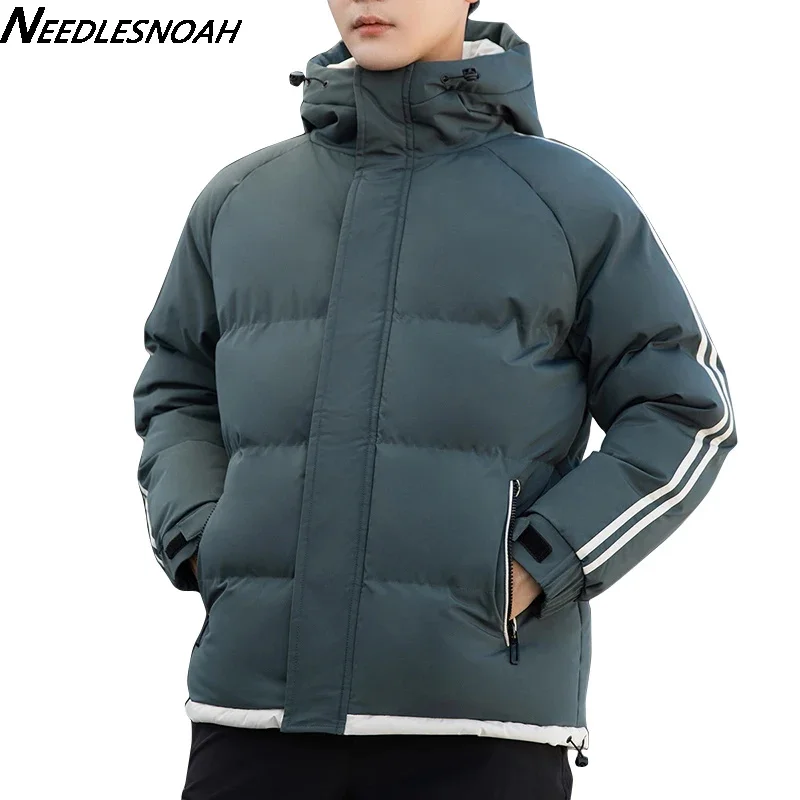 NEEDLESNOAH Winter Men Jackets Hooded Parkas Thick Warm Cotton Padded Windproof Coat 2024 Male Solid Color Outwear Plus Size 8XL