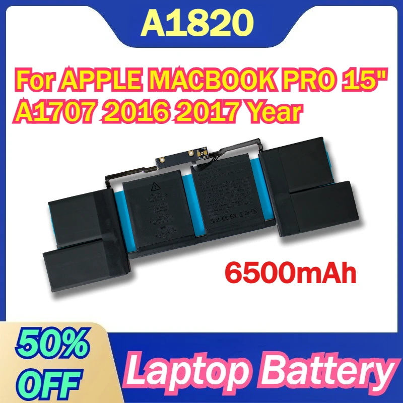 

A1820 6500mAh Laptop Battery For APPLE MACBOOK PRO 15" A1707 2016 2017 Year