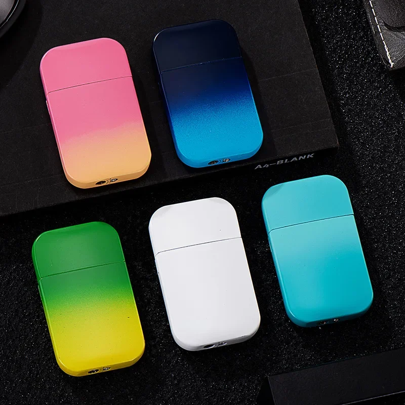 TikTok Internet Celebrity Explosion Gradual Change of Color Ultra-thin Inflatable Lighter Windproof Durable Lighter Wholesale