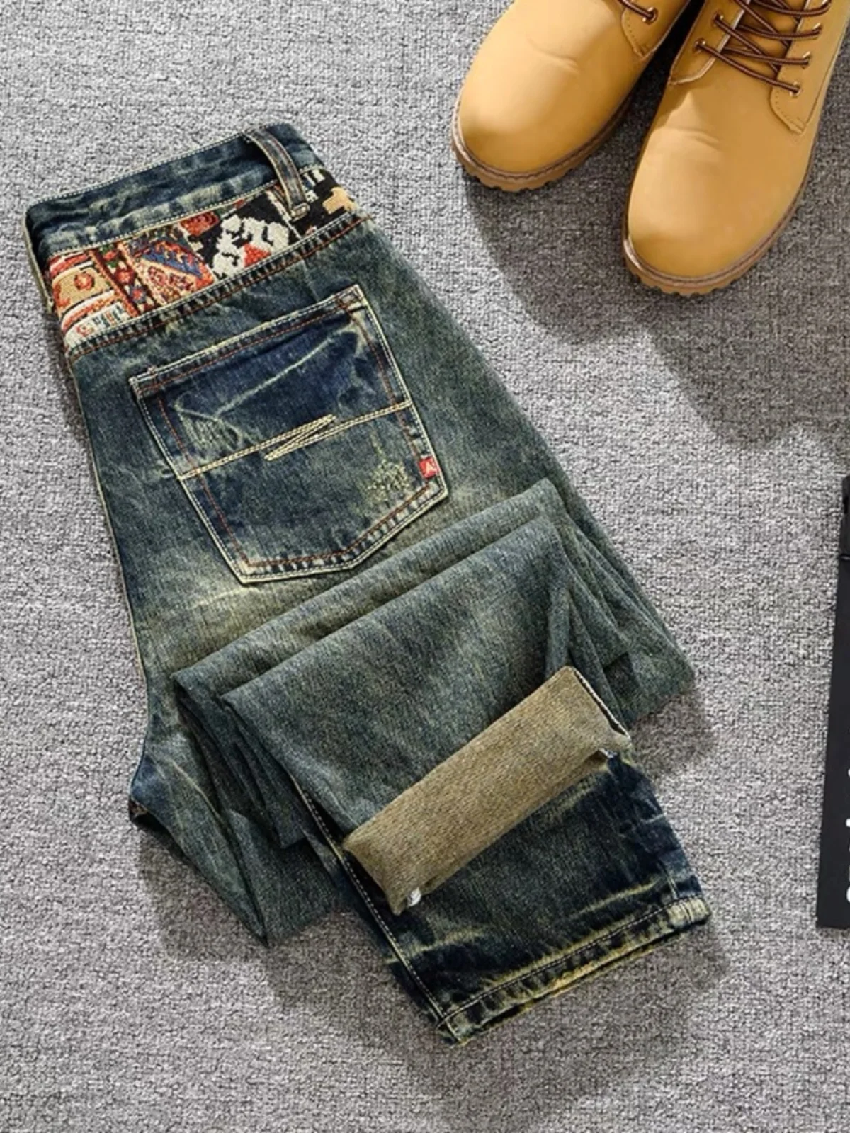 

Высококачественные мужские прямые свободные повседневные джинсы, весенние новые модные брендовые длинные брюки High Street, молодежные весенние джинсы