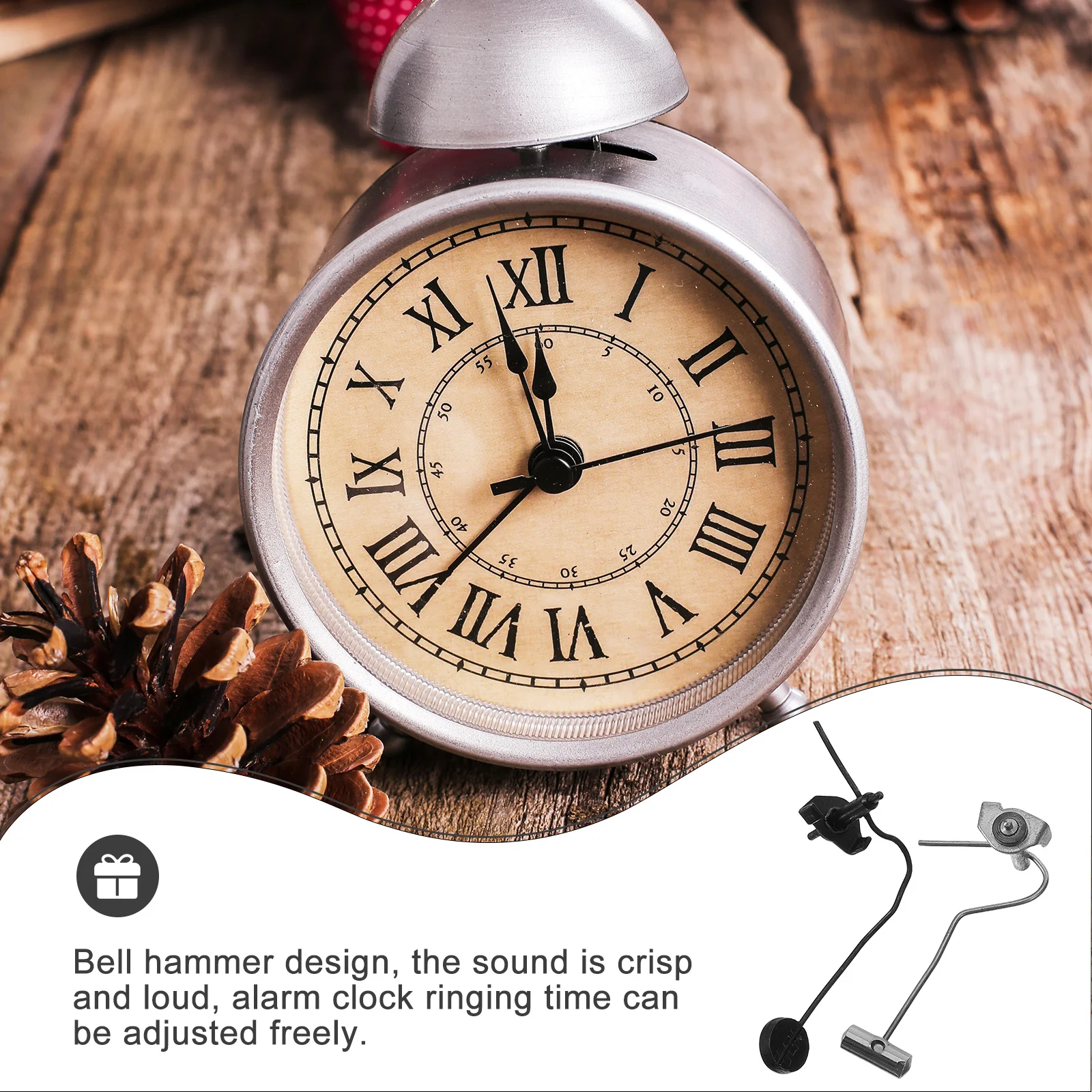 

2Pcs Alarm Clock Mechanical Replacement Hammer Parts Metal Repair Kit for DIY Desk Clock Accessories Metal Mechanical Part