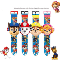 Paw Patrol 3D Projection Watch Chase Marshall Rocky Cartoon Model Action Figures Toys Set Anime Peripherals Children Wristband