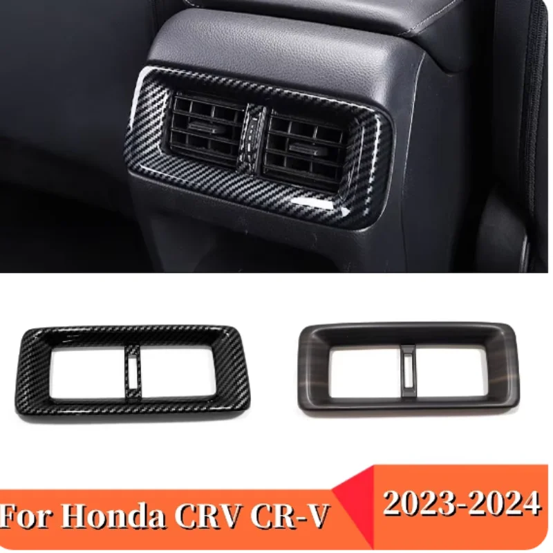 

For Honda CRV CR-V 2023 2024 ABS Wood Grain Carbon Interior Rear Row Air Condition Outlet Vent Frame Cover Trim Car Accessories