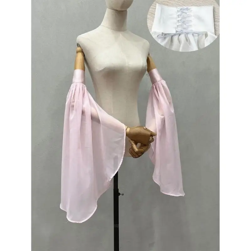 X5xa Bishop Sleeve Abito trasparente a maniche lunghe decorative eleganti maniche false