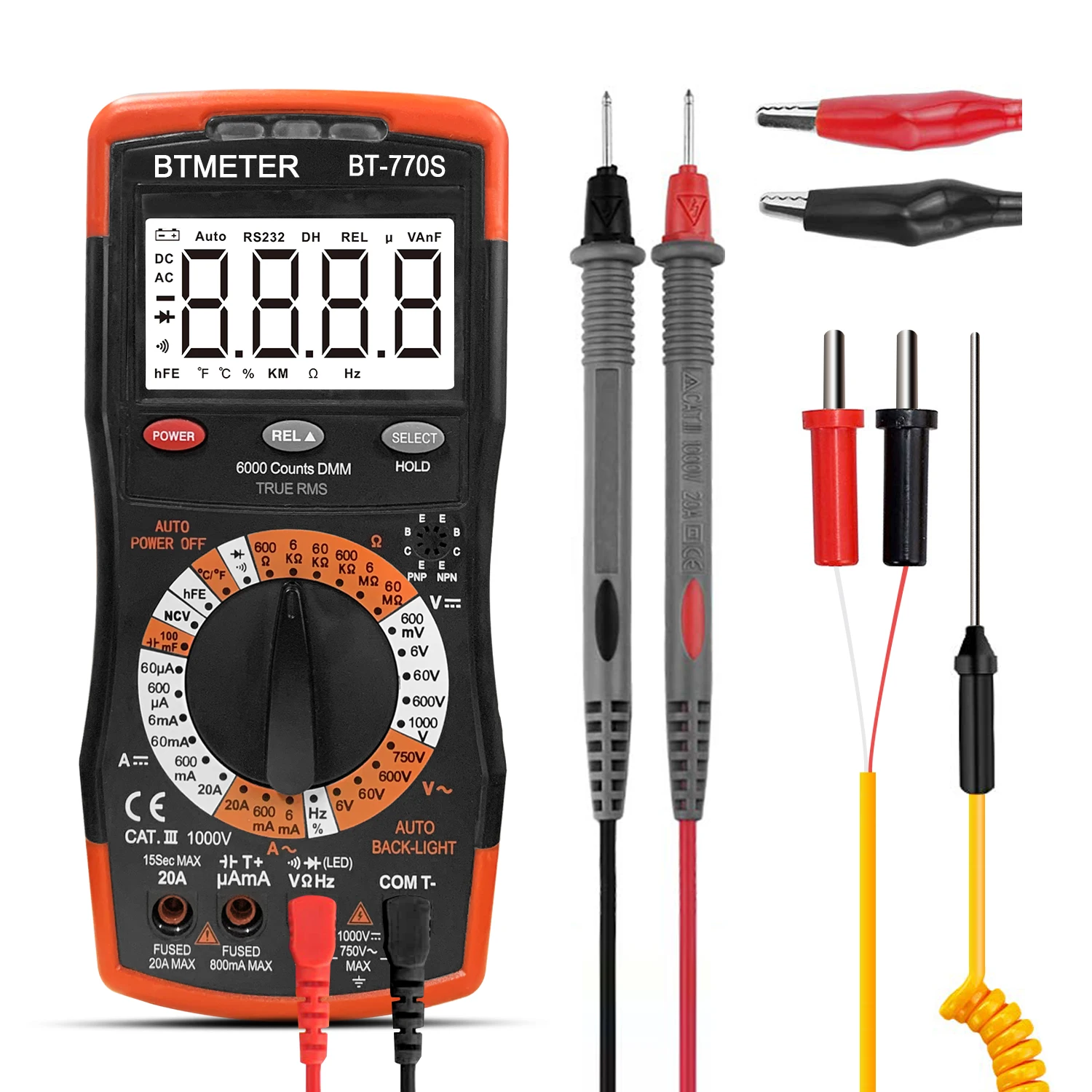 

Digital Multimeter BT-770S 6000 Counts Manual Ranging,Accurately Measure for AC/DC Voltage Tester/NCV, Resistance BTMETER