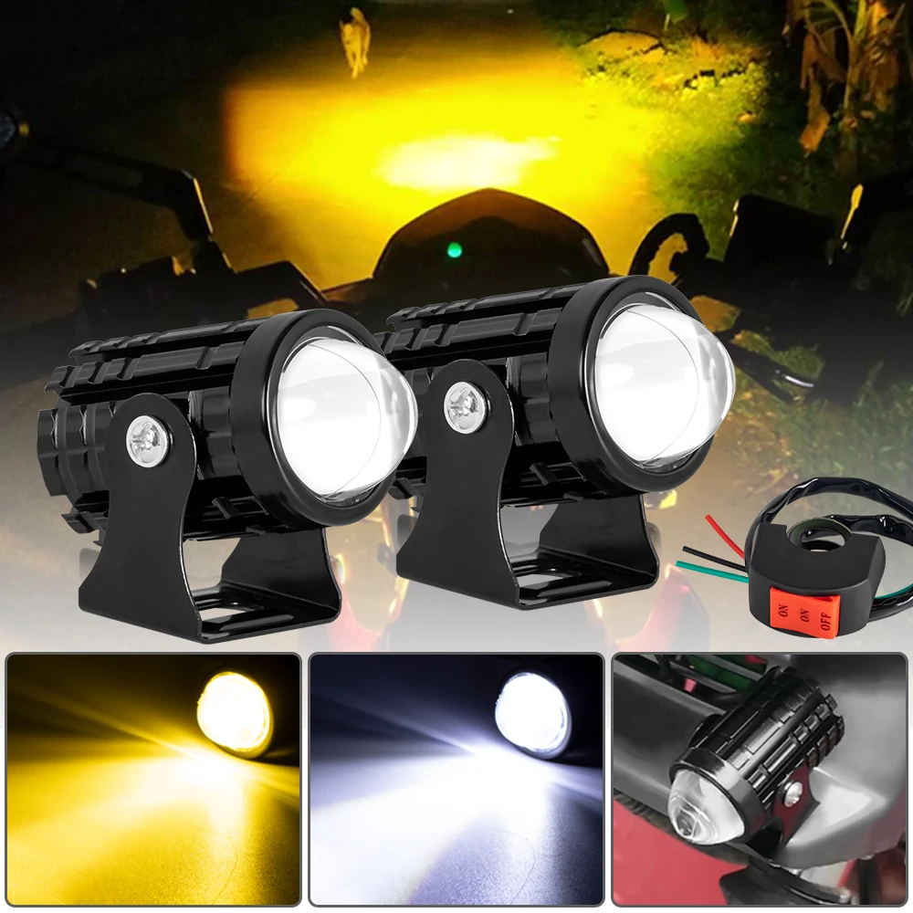 1/2PCS Led  Spotlights for Motorcycle Universal Moto Spotlight LED Motorcycle Headlight Auxiliary 12V Car Lamp