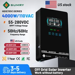 Sumry 4KW 120V Off Grid Solar Inverter 24V 140A 5600W MPPT Charger Pure Sine Wave Home Inverter 6.25 Inch LCD Display
