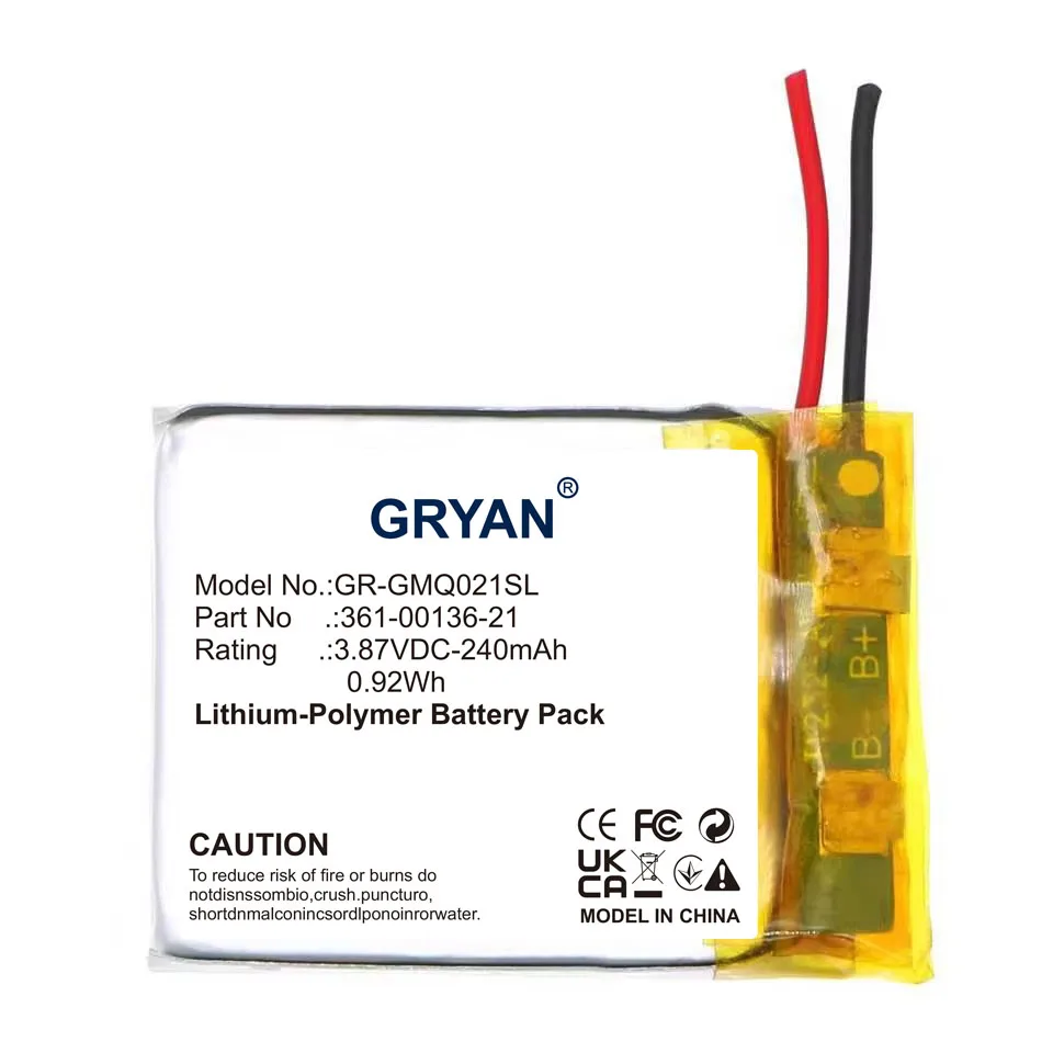 GRYAN  High Quality Replacement Battery For Garmin Venu SQ2 361-00136-20 361-00136-21 Rechargeable Batteries 240mAh