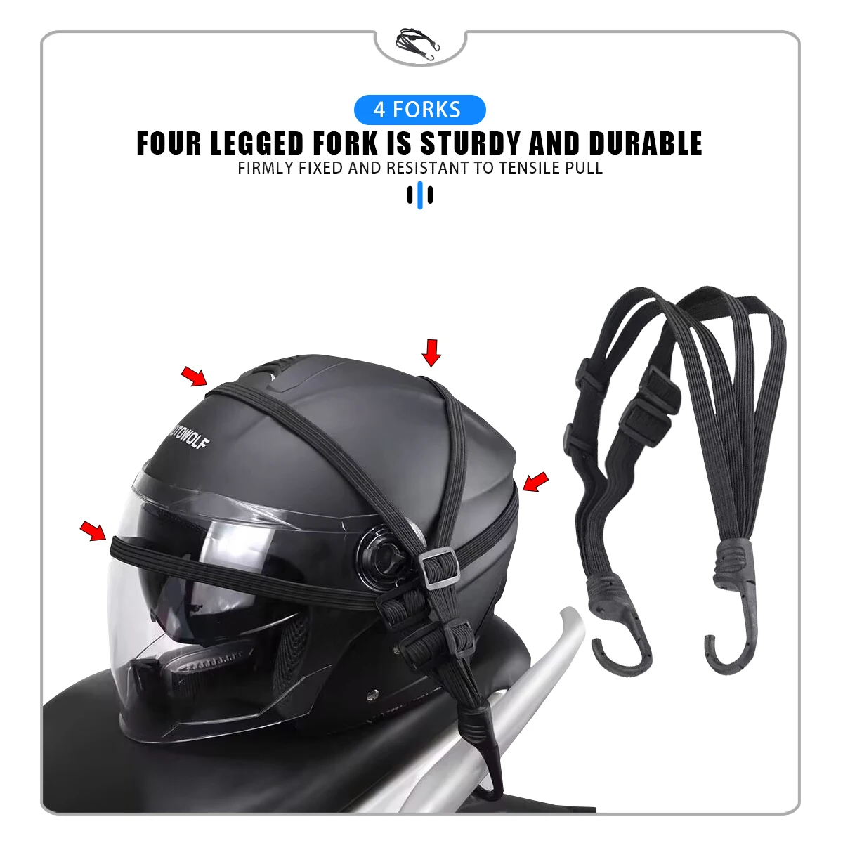 Cinturón ajustable para casco de motocicleta, correa Universal para equipaje de motocicleta, cuerda elástica con 2 ganchos, accesorios para motocicleta, 60cm/90cm