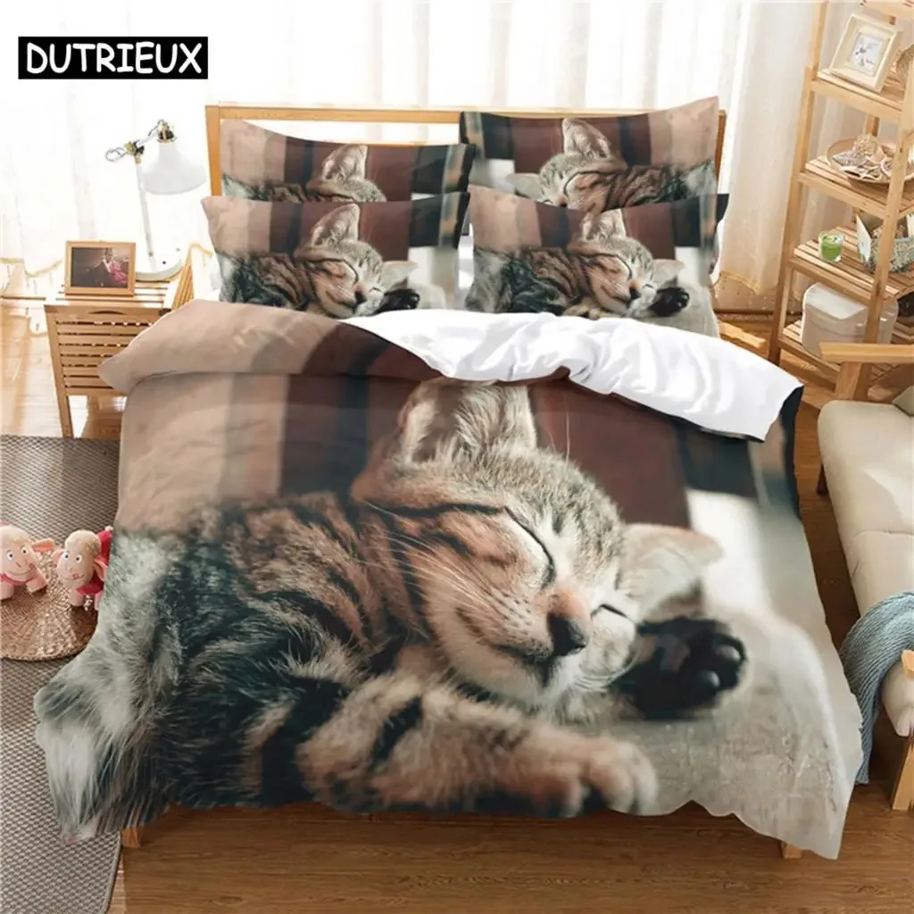 Lovely Cat Bedding Set Duvet Cover Set 3d Bedding Digital Printing Bed Linen Queen Size Bedding Set Fashion Design