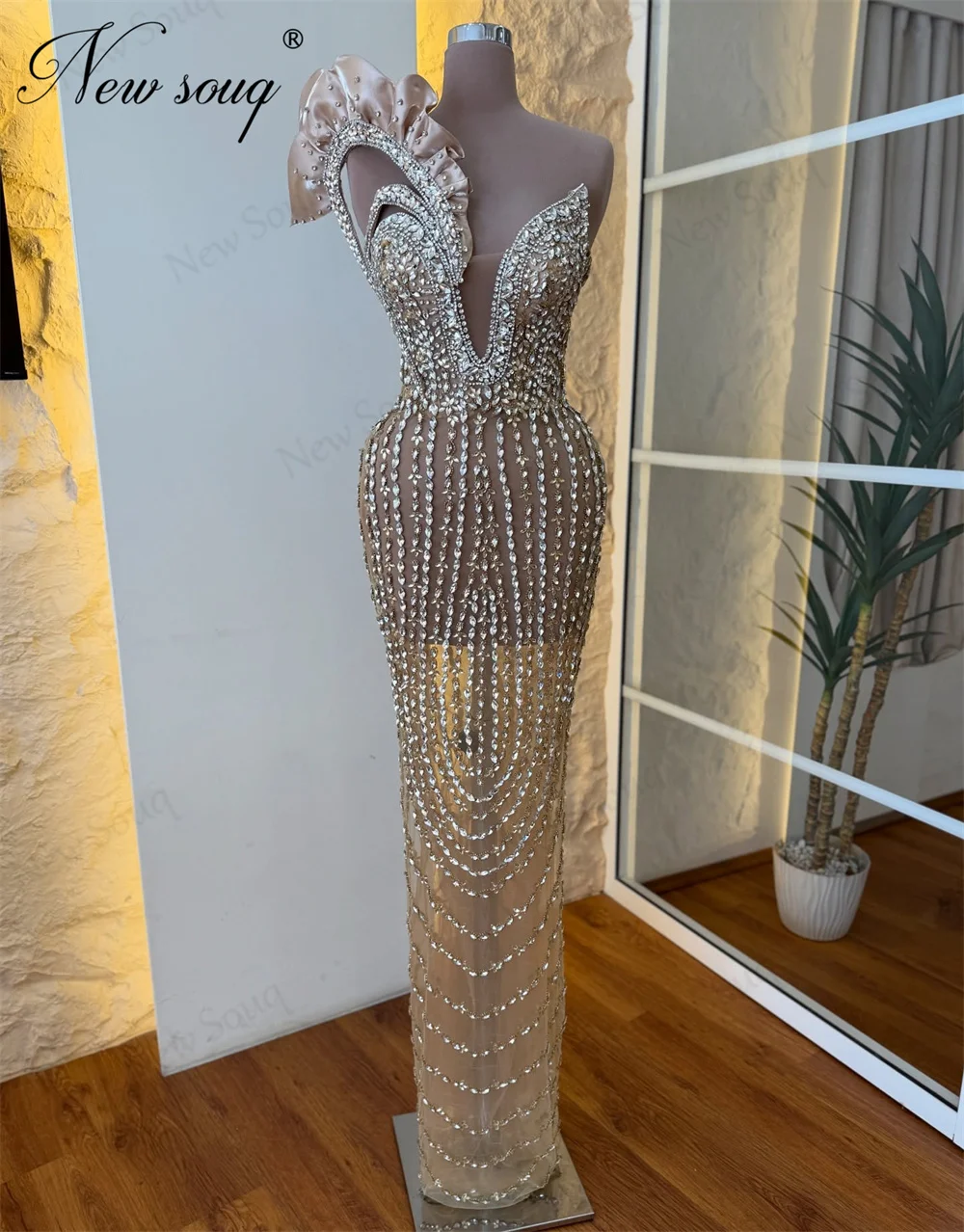

Coutures Full Beaded Evening Dresses Elegant Crystals Prom Dress For Women Wedding Party Gowns Vestidos De Cóctel Customized