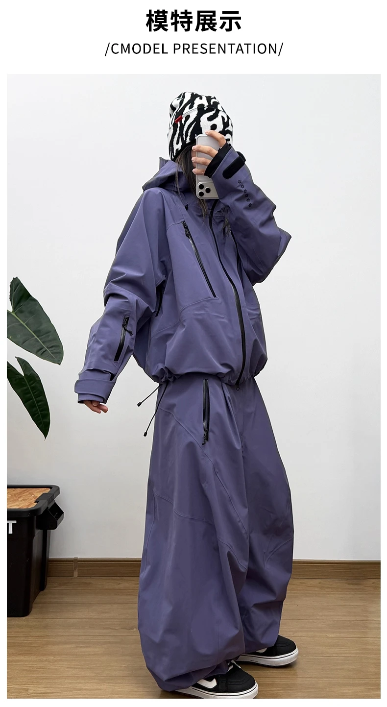 John Snow 2025, Unisex-Set aus Hartschalen-Snowboardanzug, 17 Karat wasserdichte Skijacke und Hose, winddichte Ganzbergschale für Männer und Frauen – Detail 8