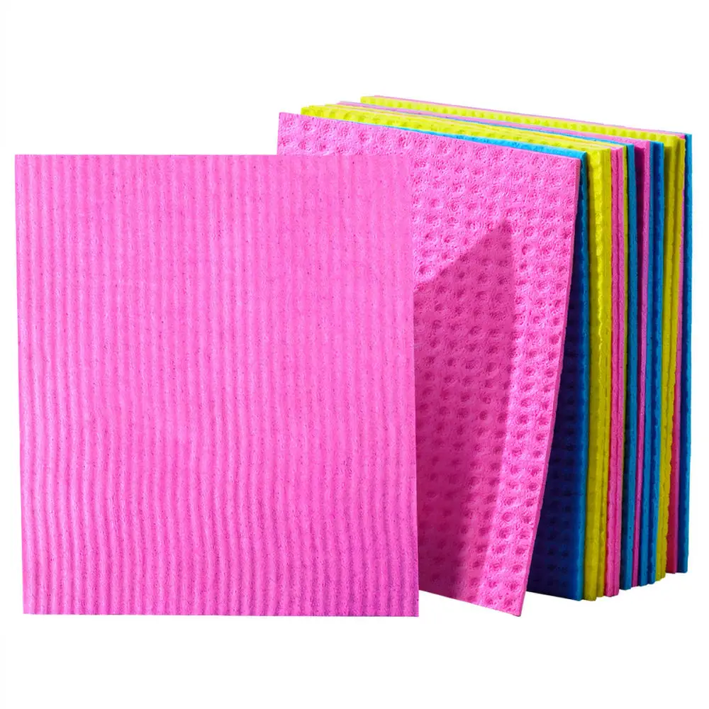 Effective Kitchen Cleaning Rag Wood Pulp Sponge Dish Cloth Soft Material High Water Absorption Scrubber For Dishware