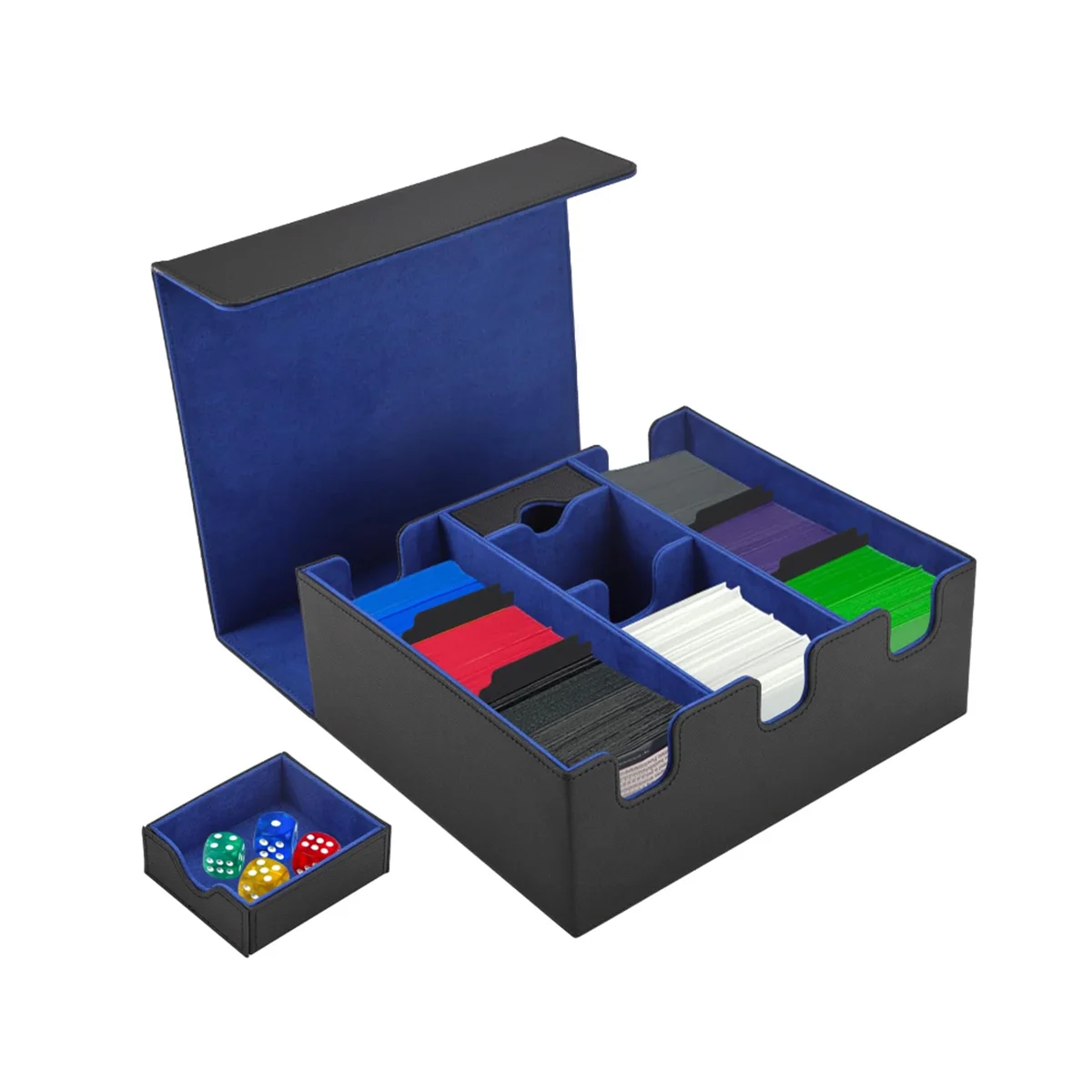 Card Storage Box for Trading Cards, Magnetic Closure TCG Storage Box for MTG, YuGiOh, and Sports Cards Black+Blue