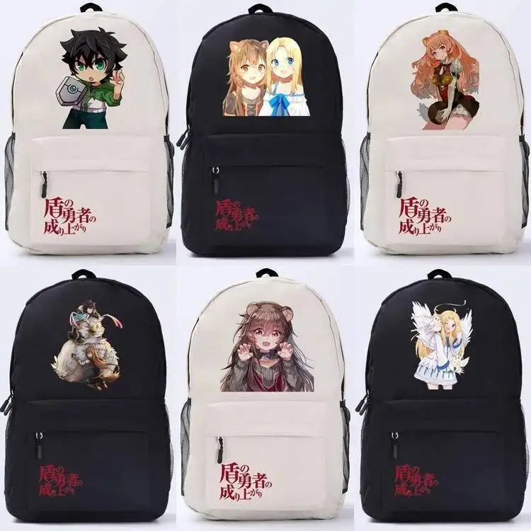 Anime Game Black White Tate Yuusha No Nariagari Student  Teens School Bags Large Capacity  Backpacks