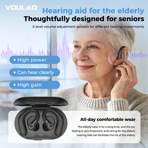 VOULAO High-quality Hearing Wireless Bluetooth Earphones Ai Translator For Deaf and Hearing-impaired Comfortable NoiseCance