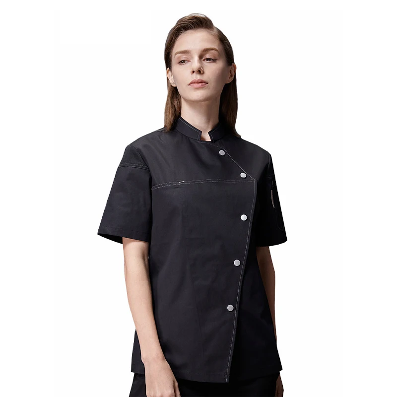 Cook Jacket for Women Short Sleeve High-Quality Chef Shirt Restaurant Waitress Workwear Hotel Kitchen Breathable Work Uniform