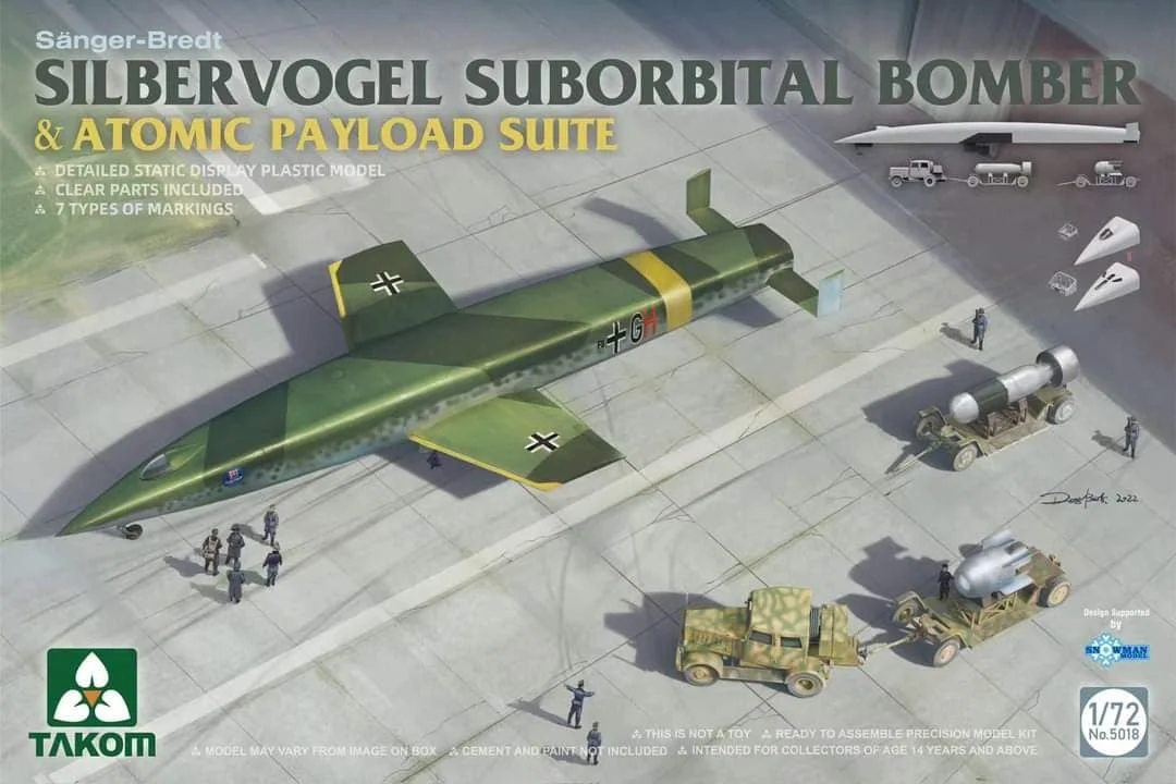 TAKOM Assembled Model Kit 5018 Silbervogel Suborbital Bomber and Atomic Payload Suite 1/72