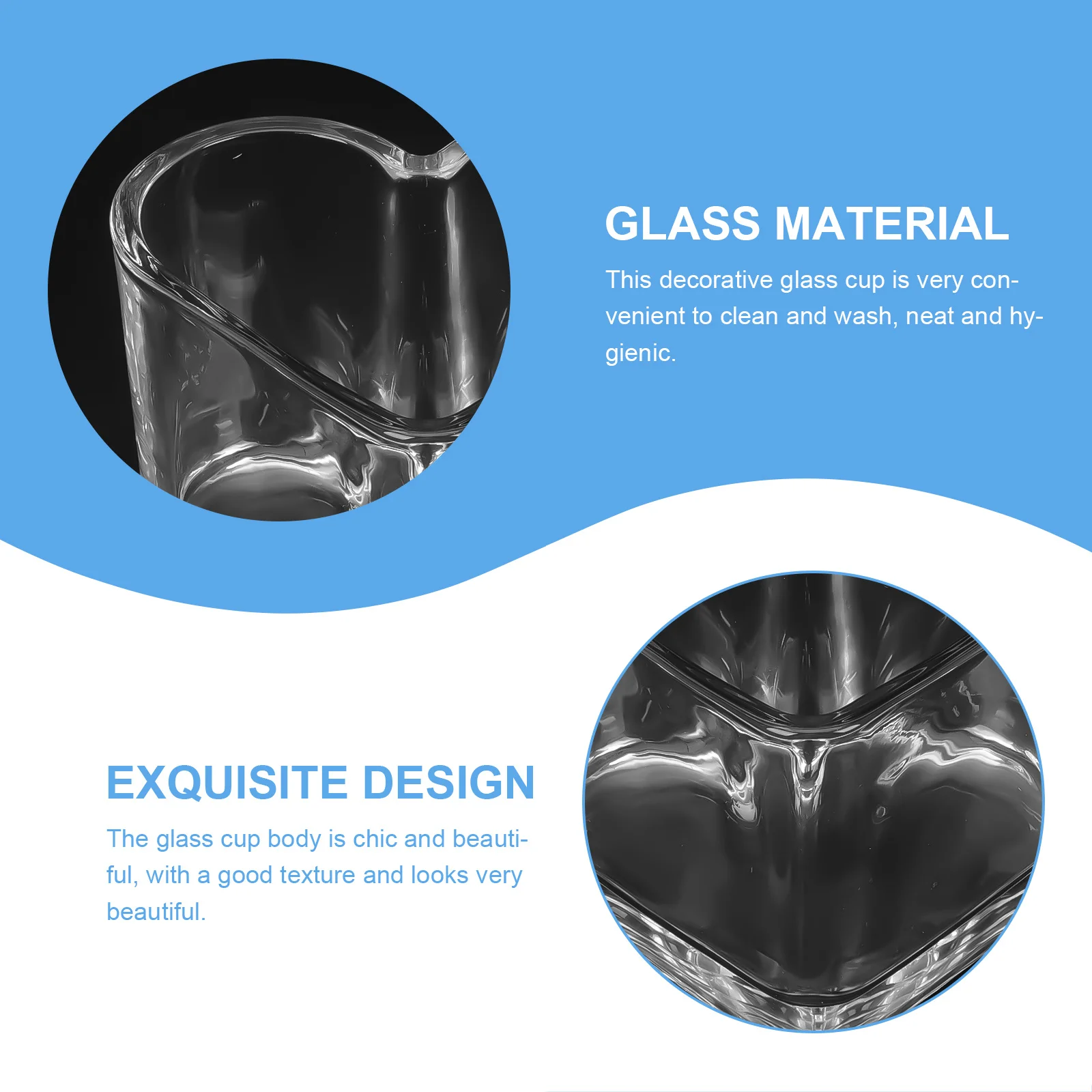 

2Pcs Heart Glass Cup Chic Milk Mug Multifunction Juice Water Coffee Holder Practical Design Leakproof Coffee Cup